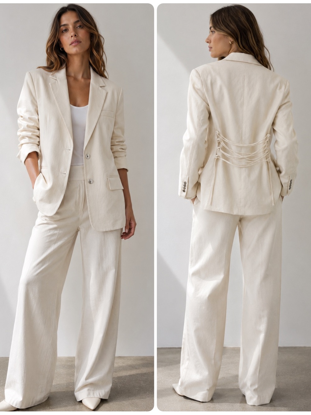 LOL Pernille Oversized Cotton Canvas Blazer Ivory Minimalist US 4